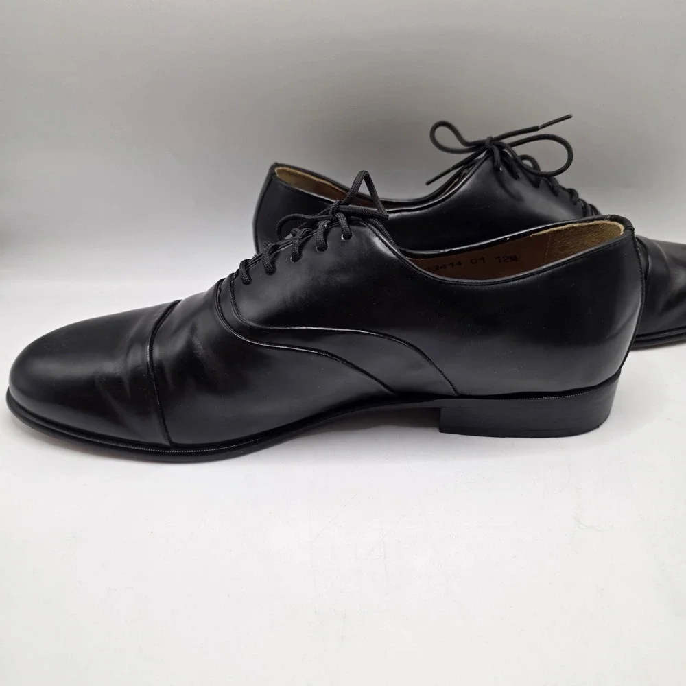 Stacy Adams Oxford Dress Shoes Black Leather Cap Toe Comfort Flex Formal Mens 12